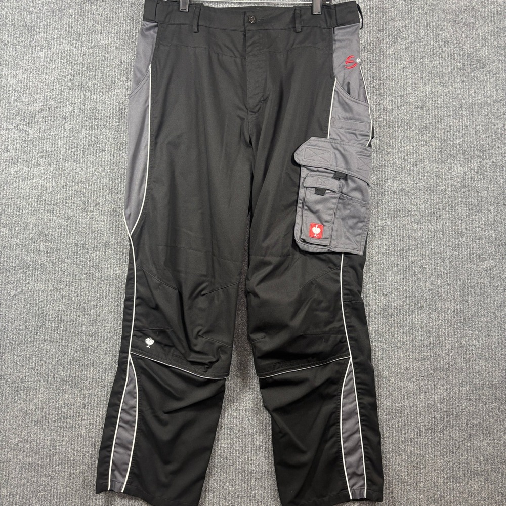 Engelbert Strauss Cargo Pants Mens 56 (Fits 37x33) Black Gray Workwear Knee Pads